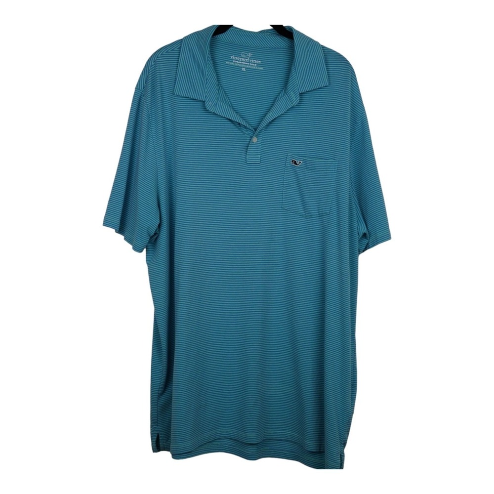 Vineyard Vines Edgartown Polo Shirt Aqua Striped Mens Size XL‎ Golf Pickleball